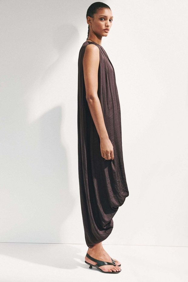 Draped bubble-hem dress