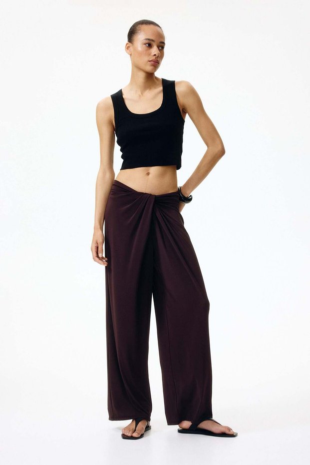 Twist-detail jersey trousers