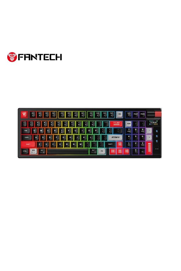 MK918 97-Key Tri-Mode Wireless RGB Mechanical Gaming Keyboard,Anti Ghosting Keys,TFT Screen,Blue Switch,Black