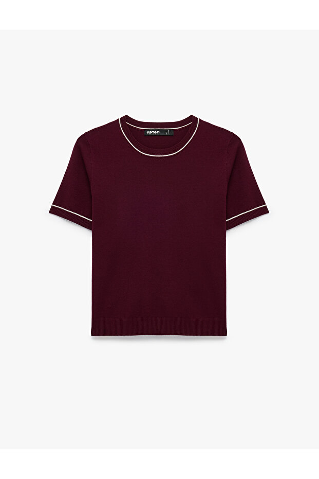 Viscose Blended Crew Neck Short Sleeve Knit Sweater