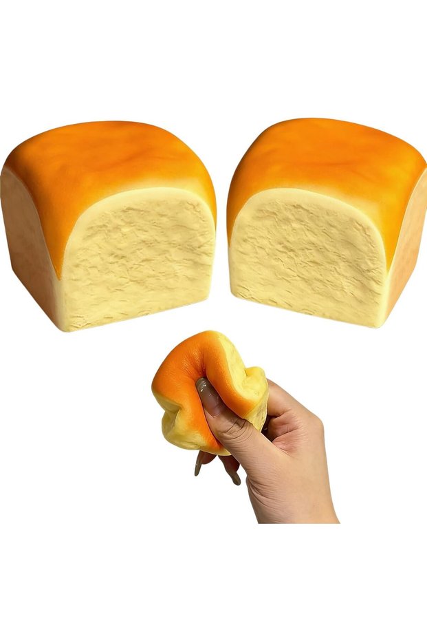 ® 2PCS Squeeze Bread Toy,PU Materia Fidget Cute Squishy Squeeze Toys,Slow Rising Squishy Soft Stress Relief Squeeze Ball Toy for Office or Party Favor