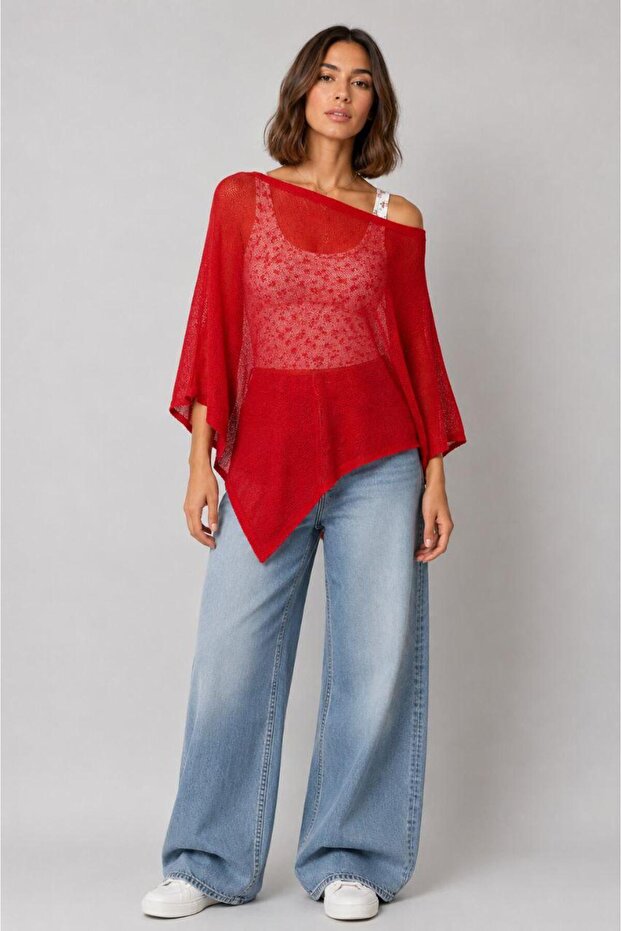 Women's Modern Stylish Transparent Asymmetrical Poncho Blouse – Loose Fit