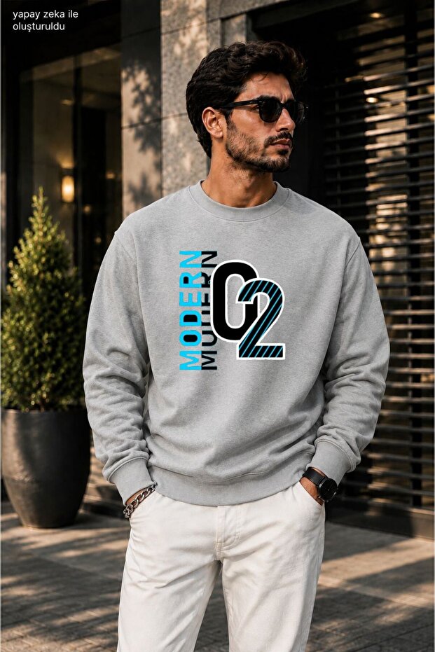 Men's Modern 02 Printed Cycling Round Neck Casual Sweatshirt