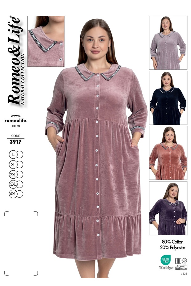 Women's Plus Size Cotton Buttoned Dress / Dusty Rose 3917
