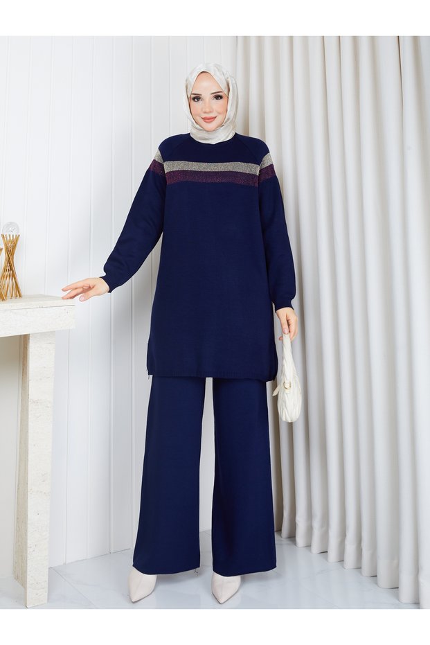 Tunic Set with Sim Detailed Knitwear Pants