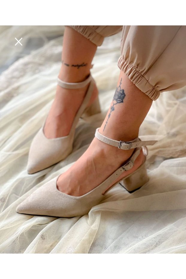 Dubai Beige Suede 5 cm Heel Sandals
