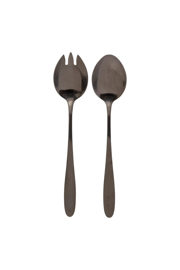 Stainless Steel Salad Cutlery (2 Pc., Black)