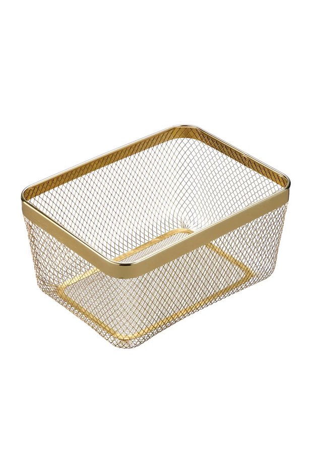 Meshi Metal Pantry Basket (Brass, 31 x 23.5 x 15.8 cm)
