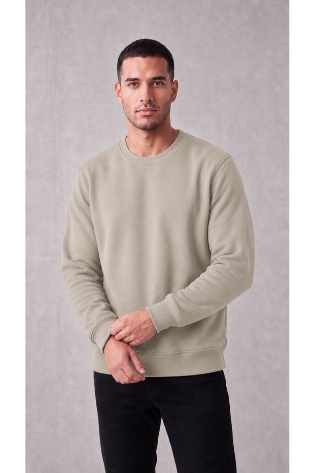 Men's Stone Crew Neck Sweatshirt 3 Yarn Soft Fabric