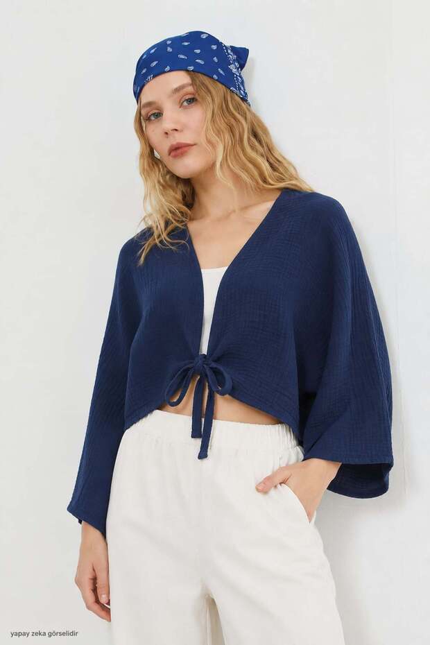 Women's Front-Tie Muslin Bolero 8017