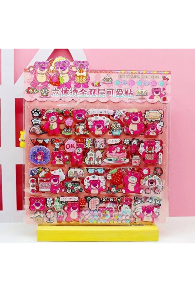 Lotso Bear 3D Decorative Sticker Sheet – Kawaii Character Stickers for Journaling, Scrapbooking, Notebook & DIY Crafts