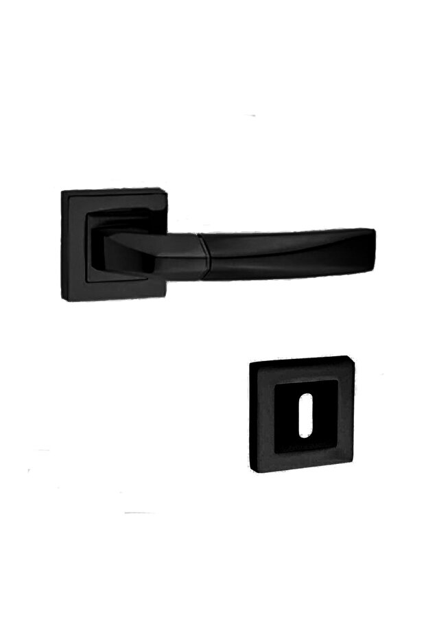 Crystal Square Door Handle Matte Black Rosette Room (Tk)