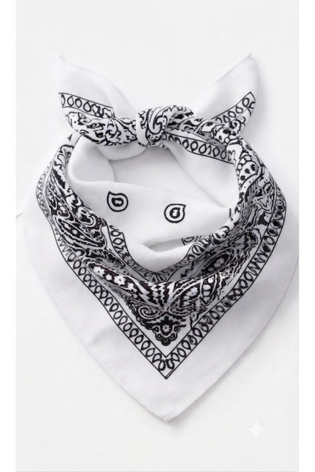 100% Cotton Ethnic Patterned White Women's Bandana
