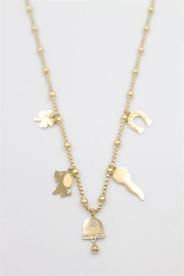 Glb-stl41414 dangle necklace - gold