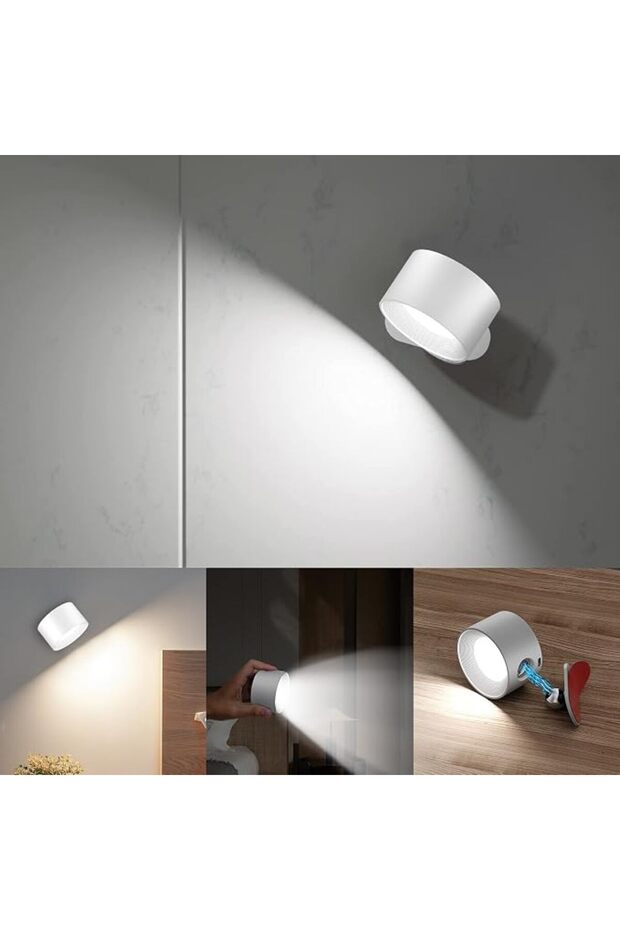 ABUDA مصابيح حائط LED بيضاء، 360 ° كرة مغناطيسية دوارة