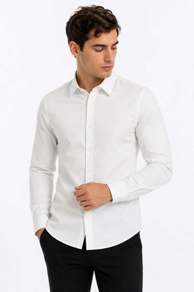 Men's Satin Lycra Slimfit Long Sleeve Shirt