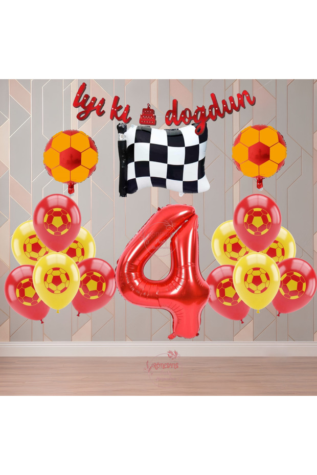 Rönesans Yellow-Red Football Fan Themed Birthday Party Set Age-4