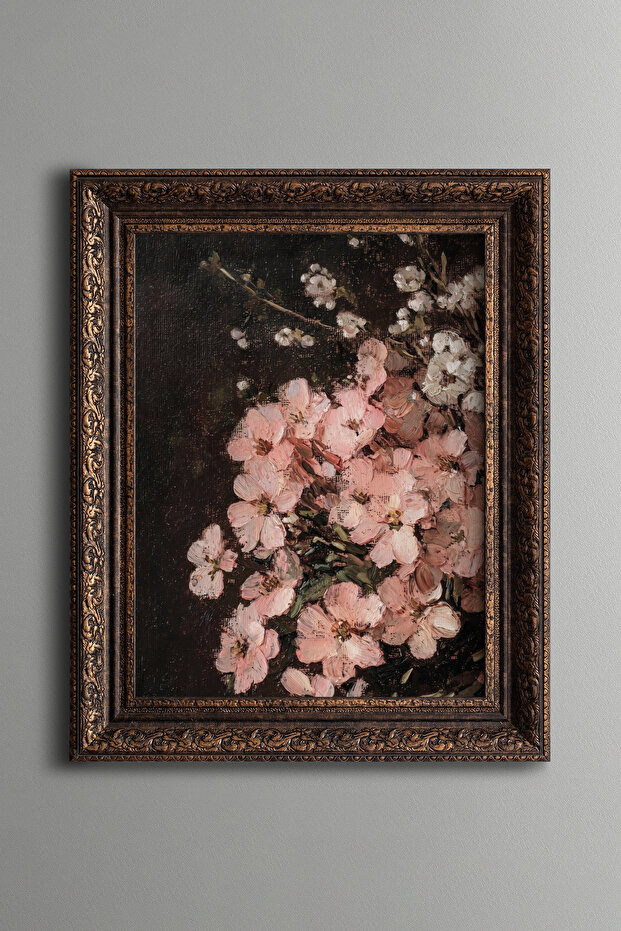 Pink Spring Flowers - Vintage Patterned Painting - Thick Model