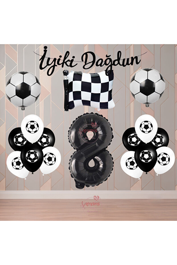 Rönesans Black-White Football Fan-Themed Birthday Party Set Age-8
