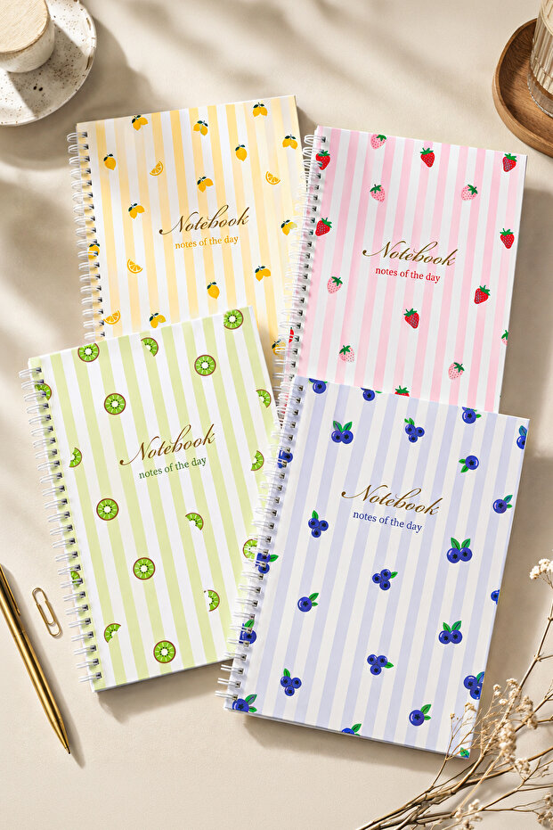 A5 Spiral School Notebook | 70 Sheets | Checkered | 4-Piece Notebook Set