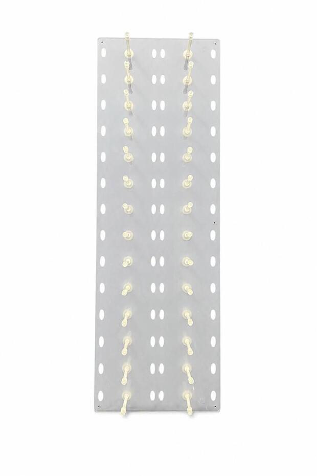 Wall Mounted Plexiglass Glasses Stand for 28 Glasses – 99X33 cm with Transparent Hangers