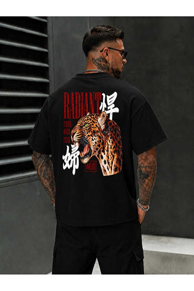 Men's Black Oversize T-Shirt Radiant Back Print