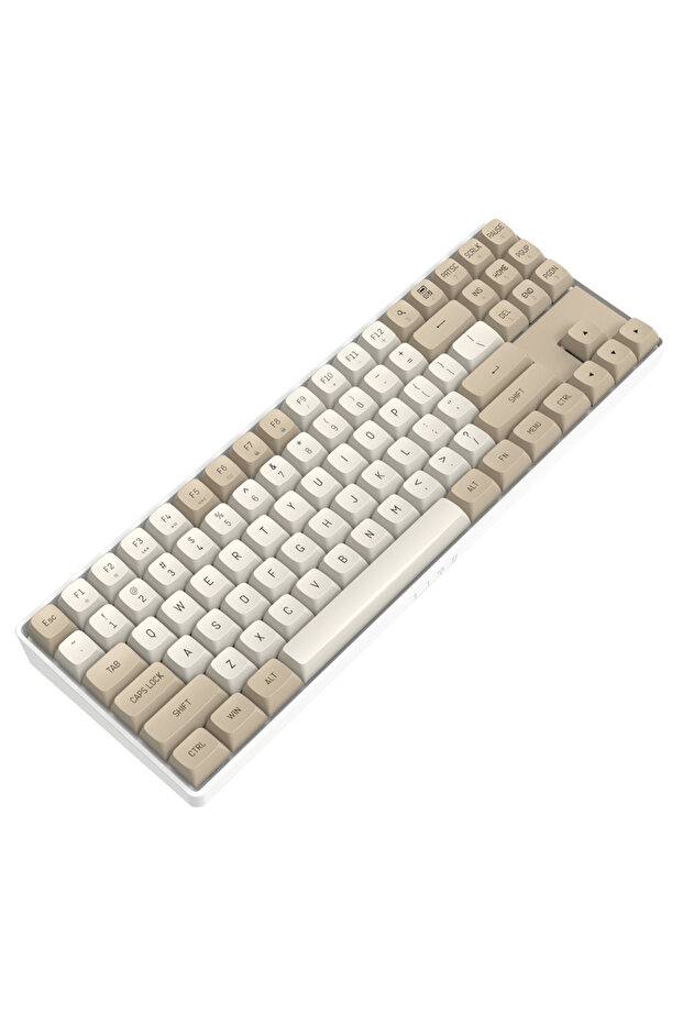 GD87 87 Keys Dual-Mode Wireless RGB Mechanical Gaming Keyboard, Yellow Switch, 1200mAh, Milky Brown