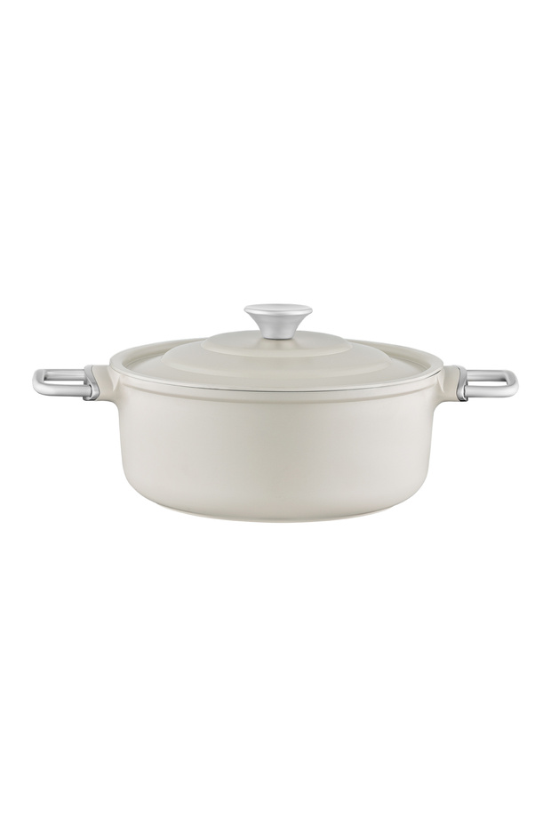 Vincenzo Cast Aluminum Deep Pot - Gray/Beige - 24 cm
