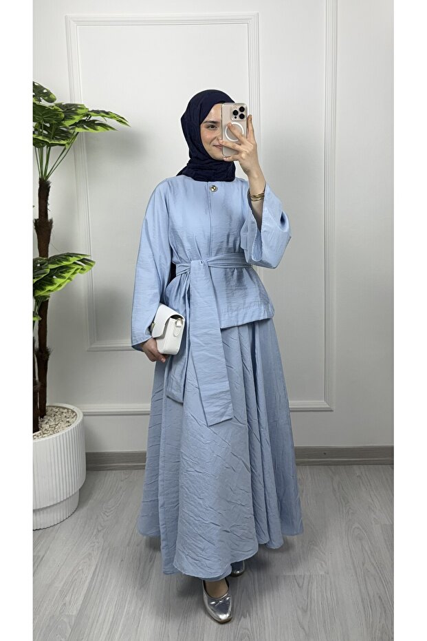 3183 Button Detailed Skirt Suit
