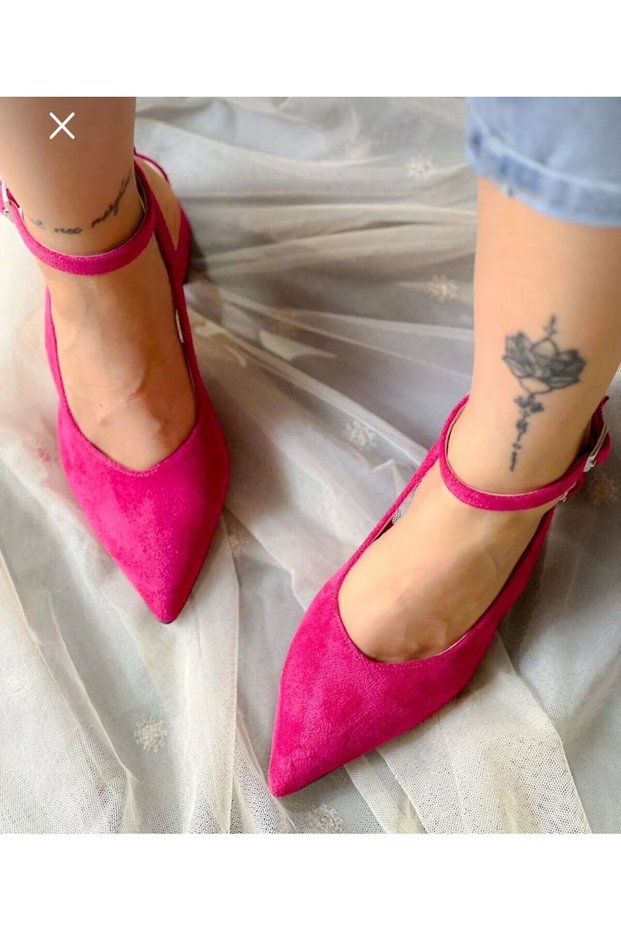 Dubai Fuchia Suede 5 cm Heel Sandals
