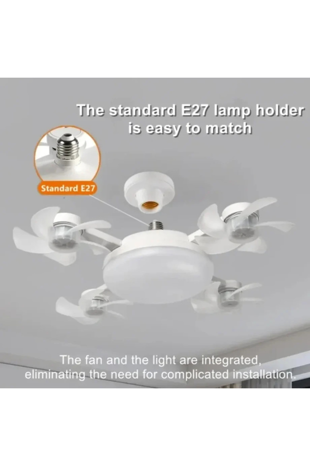 4 Head E27 Ceiling Fan with LED Light and Remote Control, 3 Speed, 3 Color Lighting