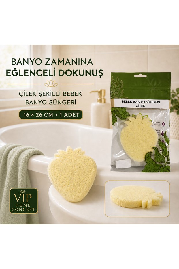 Strawberry Shaped Baby Bath Sponge 16 × 26 cm 1 Piece