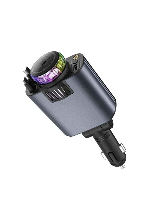 5-in-1 Car Charger with Aromatherapy Diffuser, 45W Fast Charging, USB-C PD 30W, Dual USB Outputs, Telescopic Charging Cable, Essential Oil Fragrance and Colorful LED Ambient Light