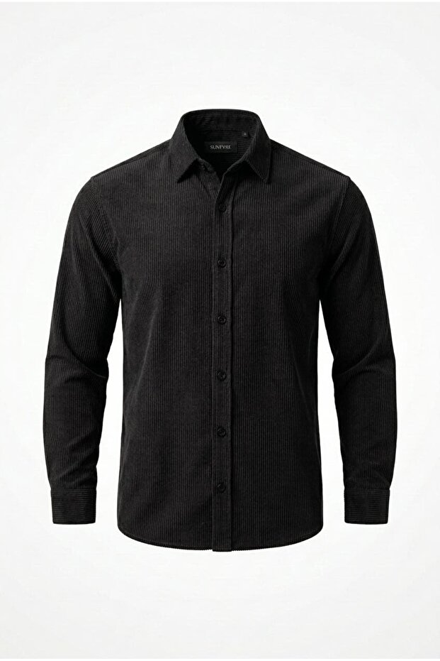 Men's High Quality Thick Ribbed Long Sleeve Velvet Shirt Sun476