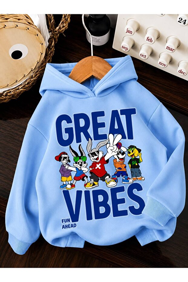 3 Yarn Combed Cotton Great Printed Unisex Children's Hooded Sweat Wq2