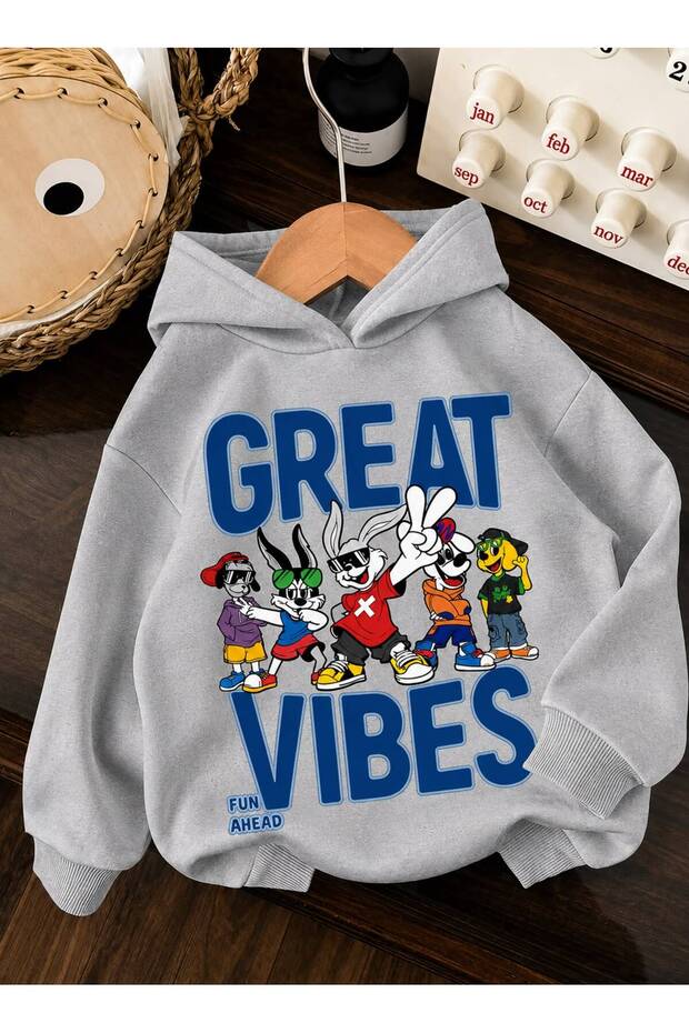 3 Yarn Combed Cotton Great Printed Unisex Children's Hooded Sweat Wq2