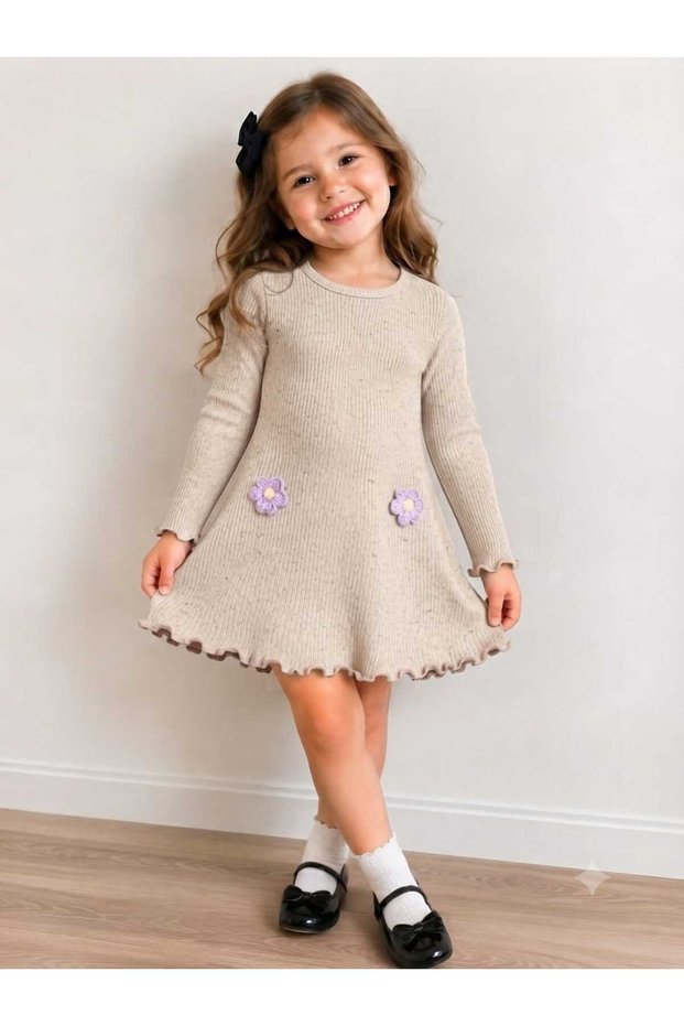 Girl's Casual Simple Stylish Long Sleeve Dress 2-8 Years Old