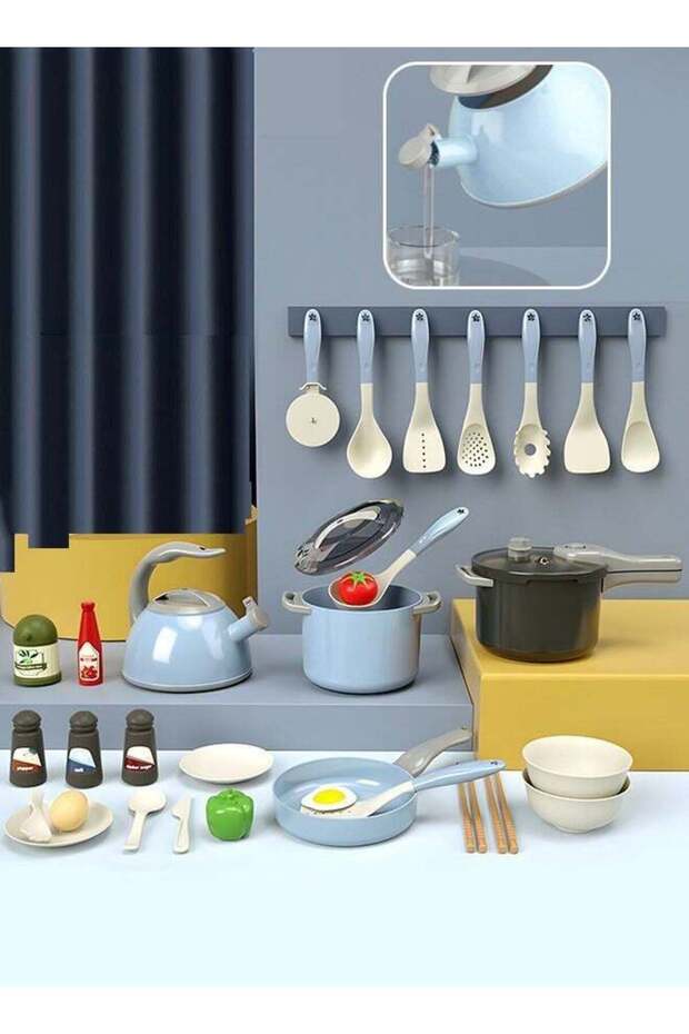 32 Piece Kitchen Pretend Play Set with Abundant Accessories, Play Food Selection, Interactive