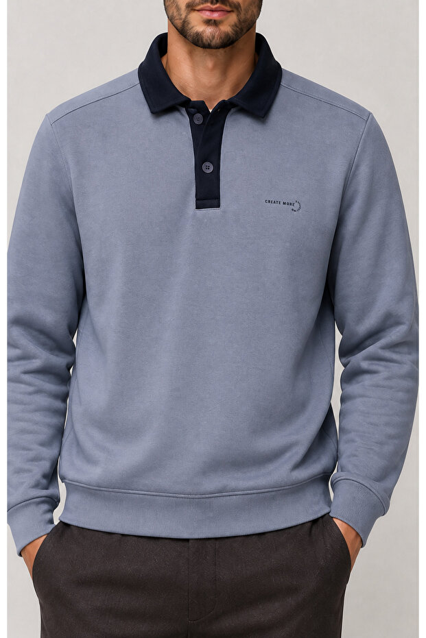 Snap Men's Regular Fit Buttoned Winter Sweatshirt Anthracite
