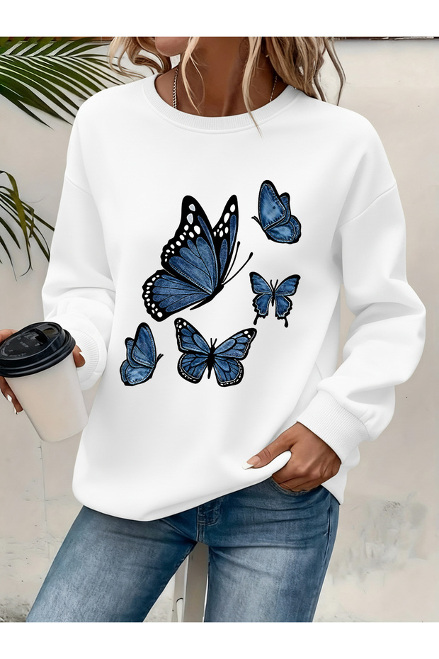 Women's Printed Crew Neck Comfortable Fit Sweatshirt
