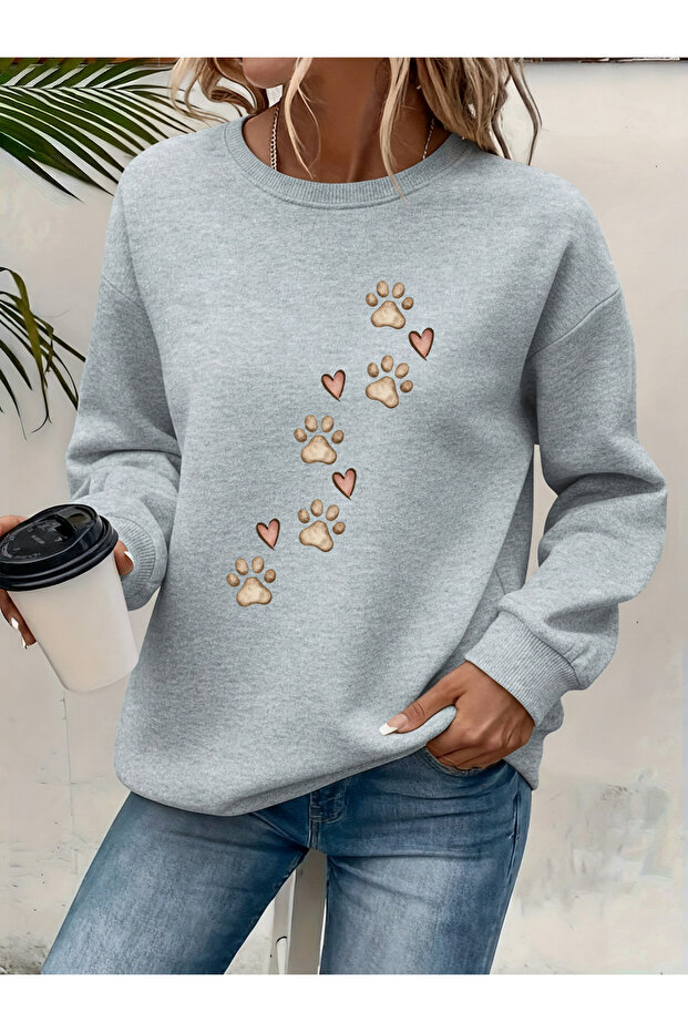 Women's Printed Crew Neck Comfortable Fit Sweatshirt