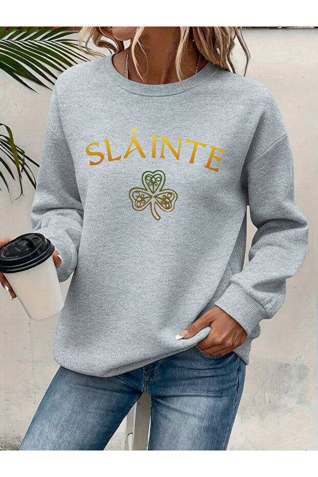 Women's Printed Crew Neck Comfortable Fit Sweatshirt