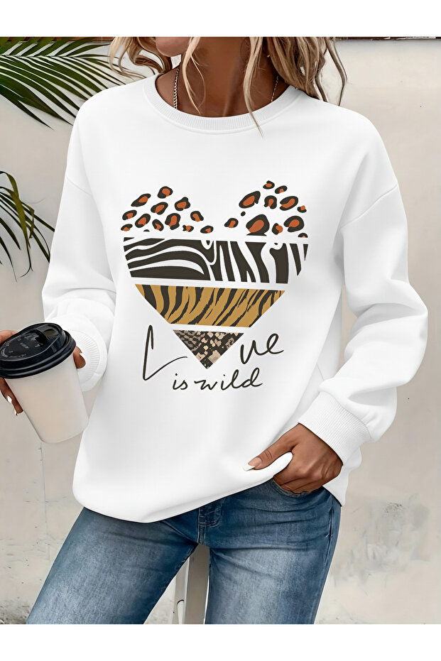Women's Printed Crew Neck Comfortable Fit Sweatshirt