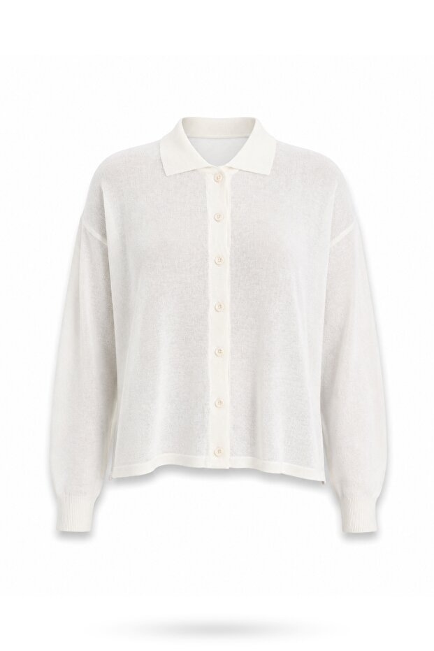 Ecru Thin Knitwear Cardigan 5490