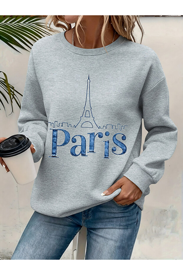 Women's Printed Crew Neck Comfortable Fit Sweatshirt