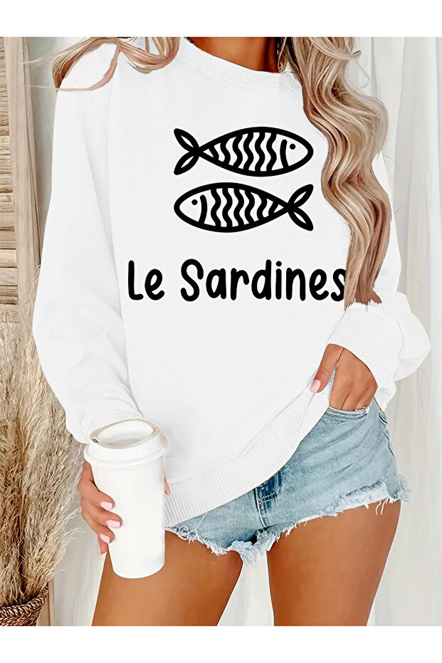 Women's Printed Crew Neck Comfortable Fit Sweatshirt