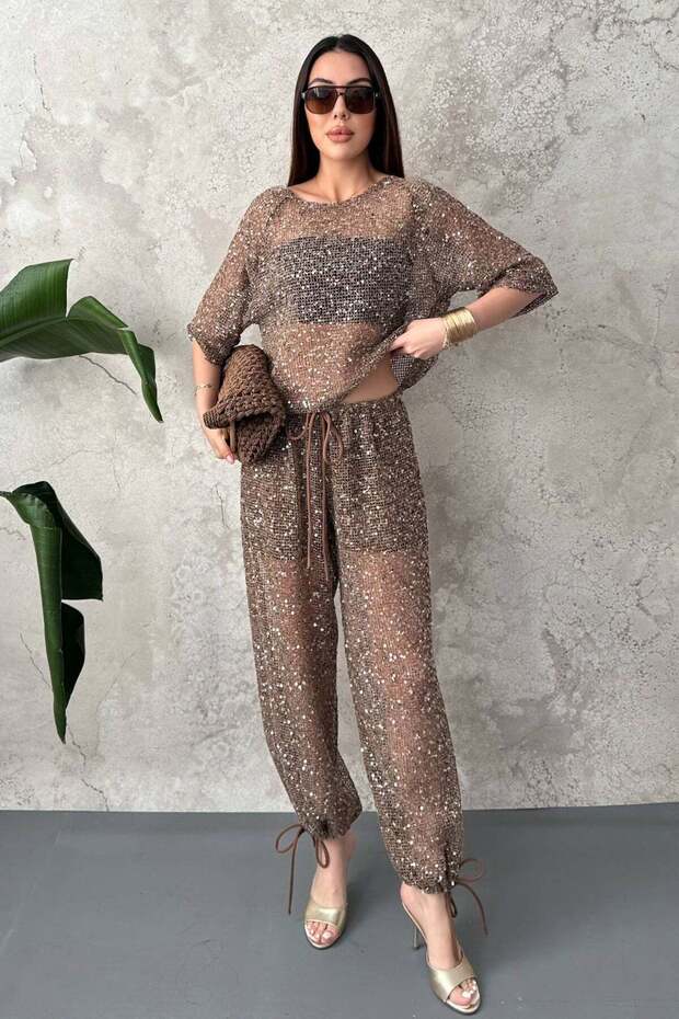 Brown Sequin Suit