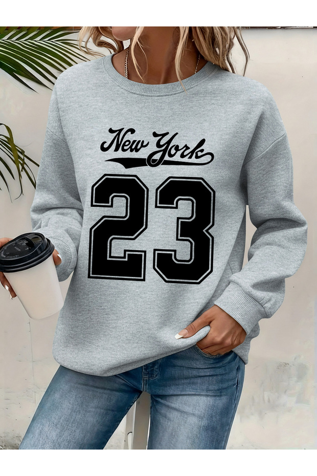 Women's Printed Crew Neck Comfortable Fit Sweatshirt