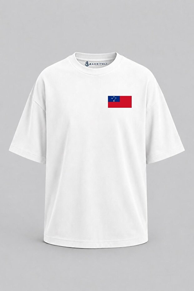 Oversize Samoa Flag Pocket Printed Unisex T-Shirt