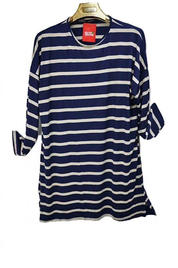Plus Size Striped Combed Cotton Tunic